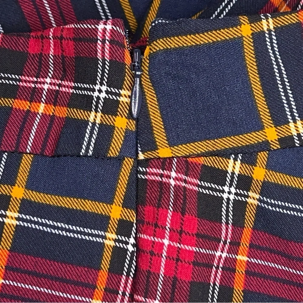 Size 6 Plaid Pants Stretch Time And Tru Red Blue Gold Ankle Preppy Academia